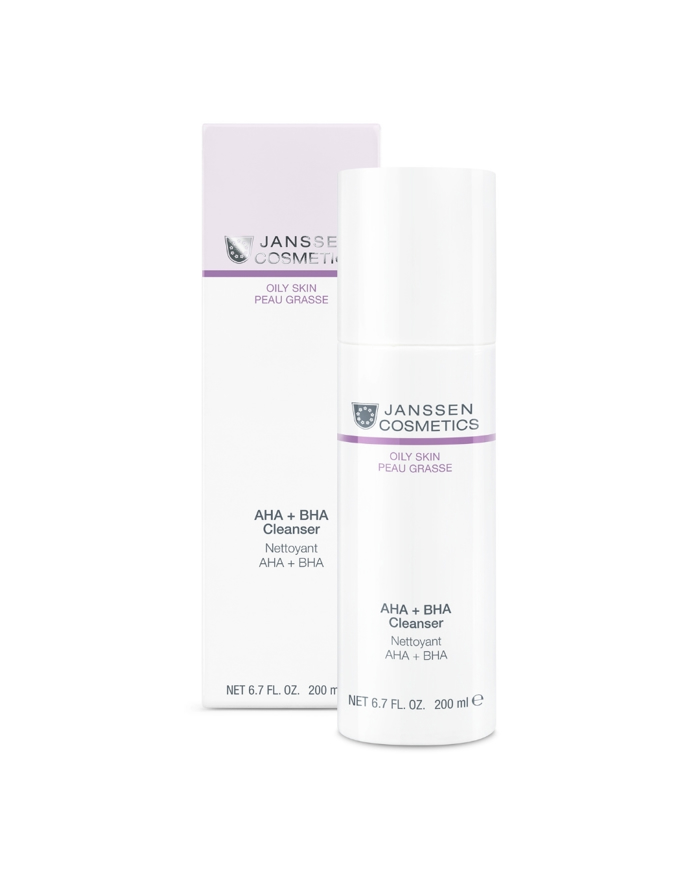 JANSSEN COSMETICS AHA+BHA Cleanser Katharistiki, Apolepistiki Krema Katharismou me Oxea Frouton ga Lipares kai me Tasi Akmis Epidermides 200 ml